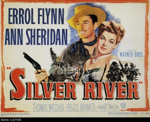 C42YGB SILVER RIVER Poster for 1948 Warner Bros film with Errol Flynn and Ann Sheridan