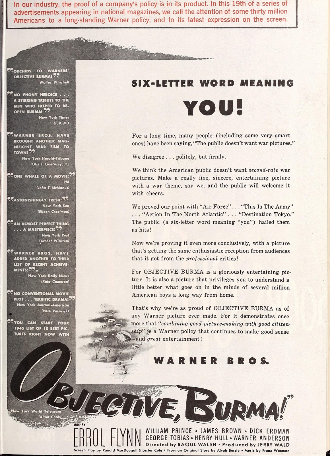 OBJECTIVE,+BURMA!+(1945)+magazine+ad