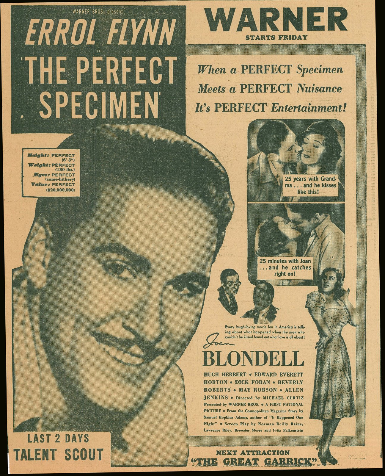 “The Perfect Specimen” 1937 Film Ad « The Errol Flynn Blog